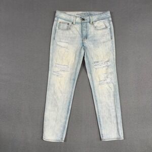 American Eagle Jeans Womens 0 Blue Boy Crop Stretch Distressed Relaxed Denim